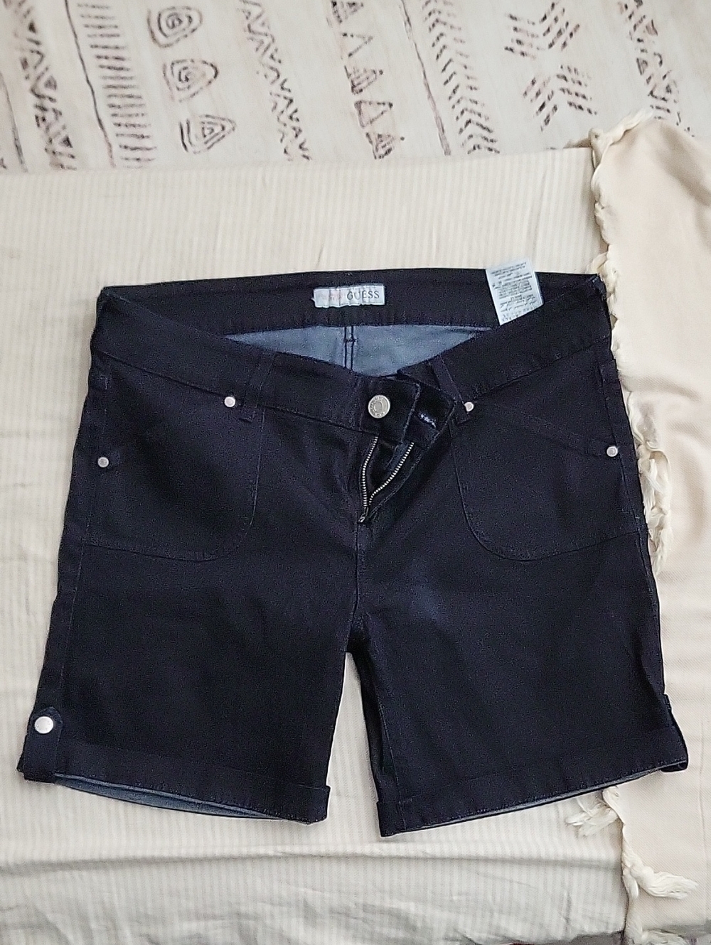 GUESS Black Women's Denim Shorts with Button Cuff